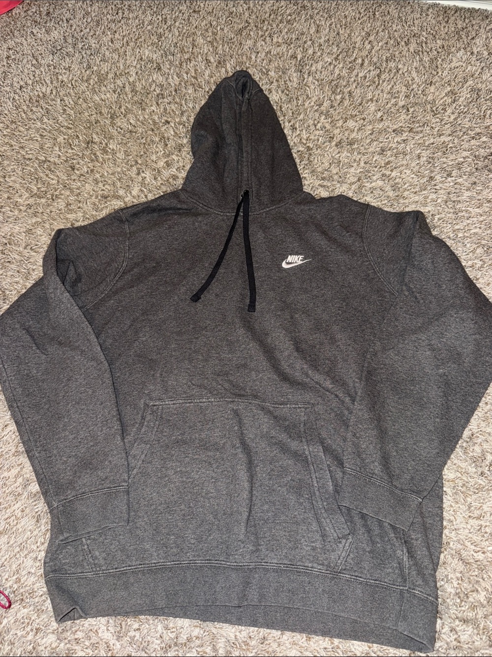 Nike Charcoal Gray Pullover Hoodie with White Logo